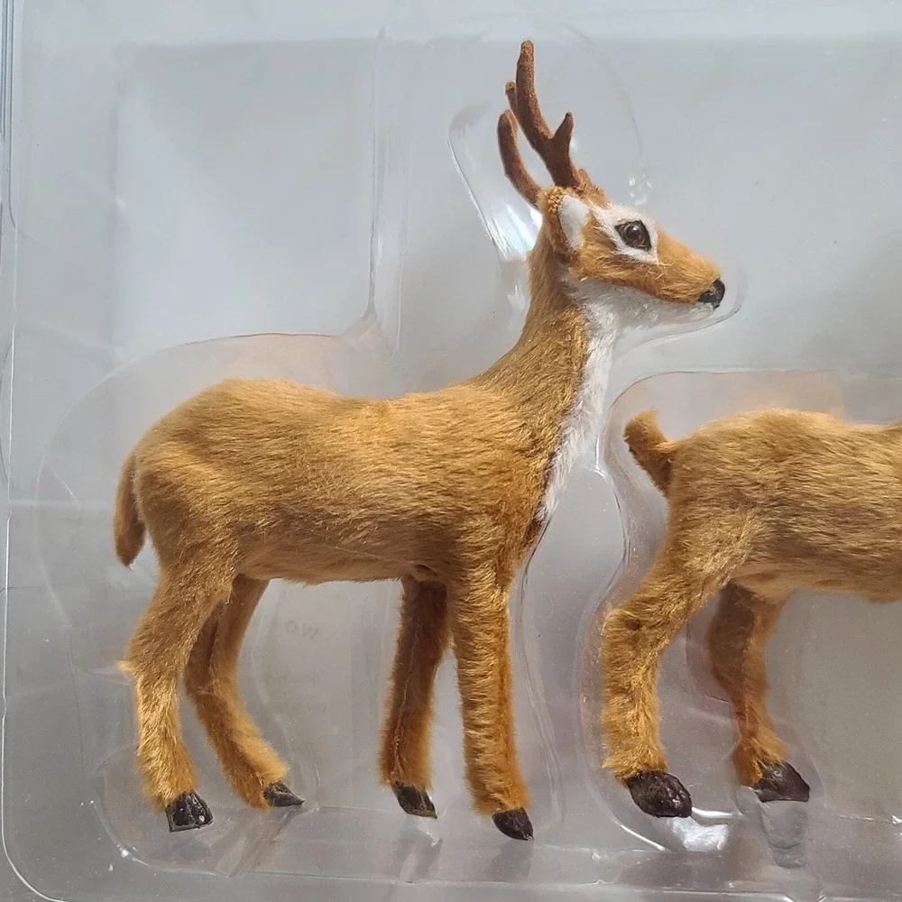 NEW Target Wondershop 3ct Faux Fur Deer Set Decorative Figurines Brown Christmas